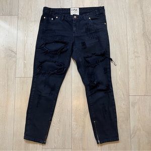 One Teaspoon ’Trashed Freebirds’ Dark Navy Blue